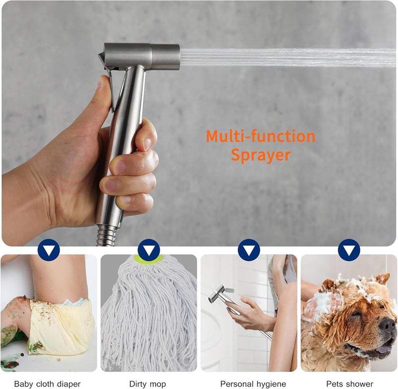 Lambloraey Bidet Sprayer Head Stainless Steel, Handheld Bidet Sprayer for Toilet with Adjustable Water Pressure Control for Bathroom & Baby Diaper & Postpartum - Image 4
